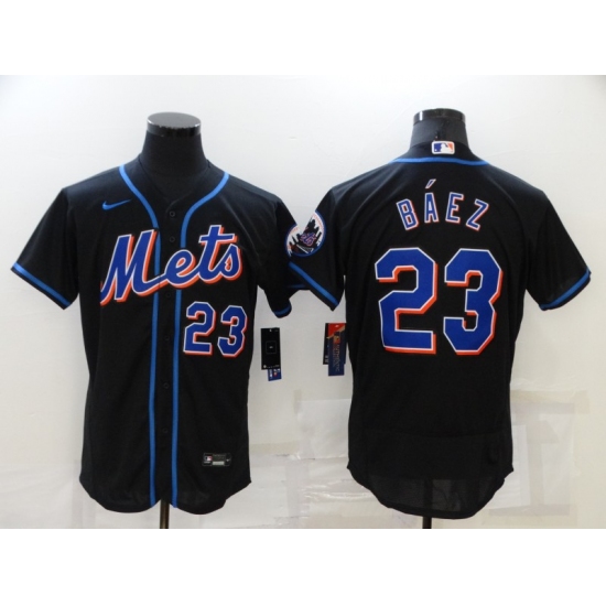 Men's Nike New York Mets #23 Javier Báez Black Elite Authentic Baseball Jersey - Ujersey