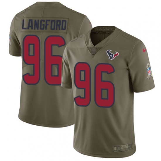 Youth Nike Houston Texans #96 Kendall Langford Limited Olive 2017 Salute to Service NFL Jersey - Ujersey
