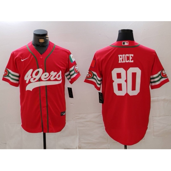 Men's San Francisco 49ers #80 Jerry Rice Red Mexico Cool Base Stitched Baseball Jersey - Ujersey