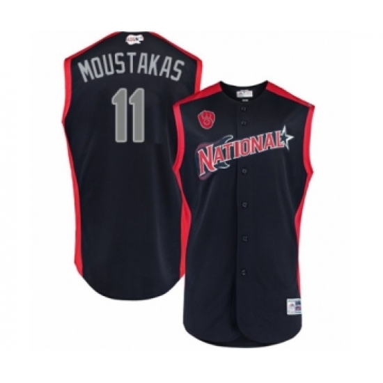 Youth Milwaukee Brewers #11 Mike Moustakas Authentic Navy Blue National League 2019 Baseball All-Star Jersey - Ujersey