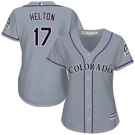Women's Majestic Colorado Rockies #17 Todd Helton Replica Grey Road Cool Base MLB Jersey - Ujersey
