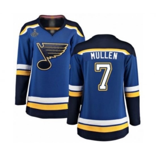 Women's St. Louis Blues #7 Joe Mullen Fanatics Branded Royal Blue Home Breakaway 2019 Stanley Cup Champions Hockey Jersey - Ujersey