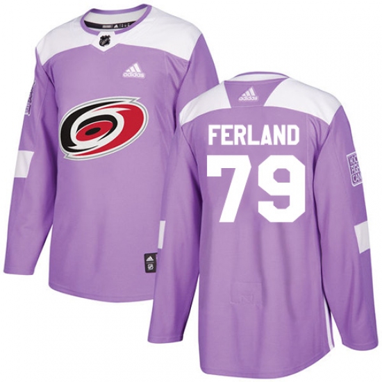 Men's Adidas Carolina Hurricanes #79 Michael Ferland Purple Authentic Fights Cancer Stitched NHL Jersey - Ujersey