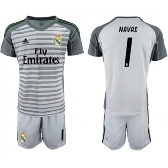 Real Madrid #1 Navas Grey Goalkeeper Soccer Club Jersey