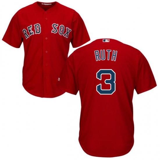 Youth Majestic Boston Red Sox #3 Babe Ruth Authentic Red Alternate Home Cool Base MLB Jersey - Ujersey
