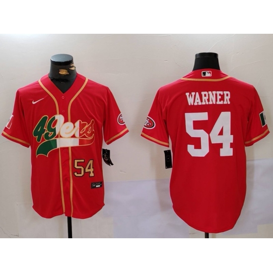 Men's San Francisco 49ers #54 Fred Warner Red With Cool Base Stitched Baseball Jerseys - Ujersey