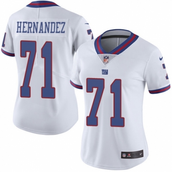 Women's Nike New York Giants #71 Will Hernandez Limited White Rush Vapor Untouchable NFL Jersey - Ujersey