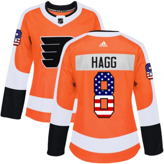 Women's Adidas Philadelphia Flyers #8 Robert Hagg Authentic Orange USA Flag Fashion NHL Jersey - Ujersey