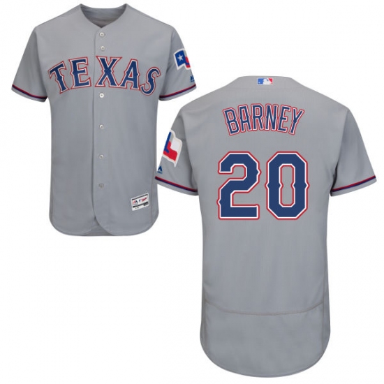Men's Majestic Texas Rangers #20 Darwin Barney Grey Road Flex Base Authentic Collection MLB Jersey - Ujersey