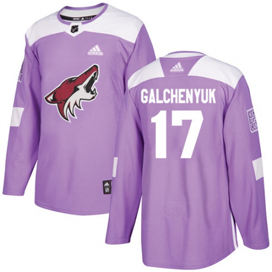 Men's Adidas Arizona Coyotes #17 Alex Galchenyuk Purple Authentic Fights Cancer Stitched NHL Jersey - Ujersey