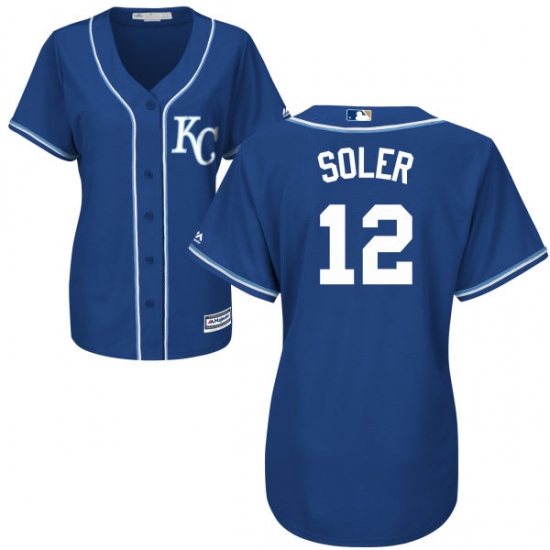 Women's Majestic Kansas City Royals #12 Jorge Soler Authentic Blue Alternate 2 Cool Base MLB Jersey - Ujersey