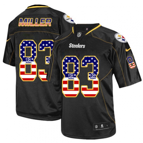 Men's Nike Pittsburgh Steelers #83 Heath Miller Elite Black USA Flag Fashion NFL Jersey - Ujersey
