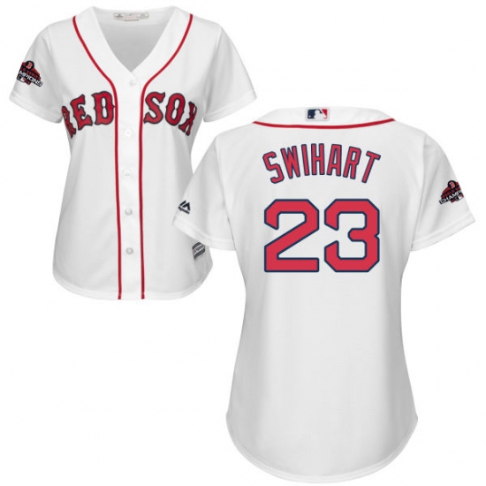Women's Majestic Boston Red Sox #23 Blake Swihart Authentic White Home 2018 World Series Champions MLB Jersey - Ujersey