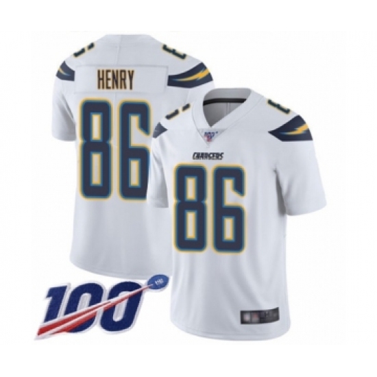 Men's Los Angeles Chargers #86 Hunter Henry White Vapor Untouchable Limited Player 100th Season Football Jersey - Ujersey