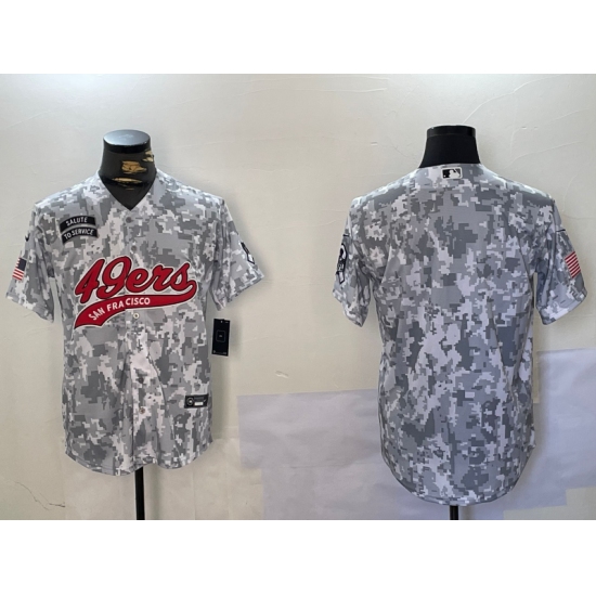 Men's San Francisco 49ers Blank Arctic Camo 2024 Salute to Service Stitched Baseball Jersey - Ujersey