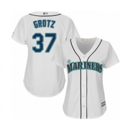 Women's Seattle Mariners #37 Zac Grotz Authentic White Home Cool Base Baseball Player Jersey - Ujersey