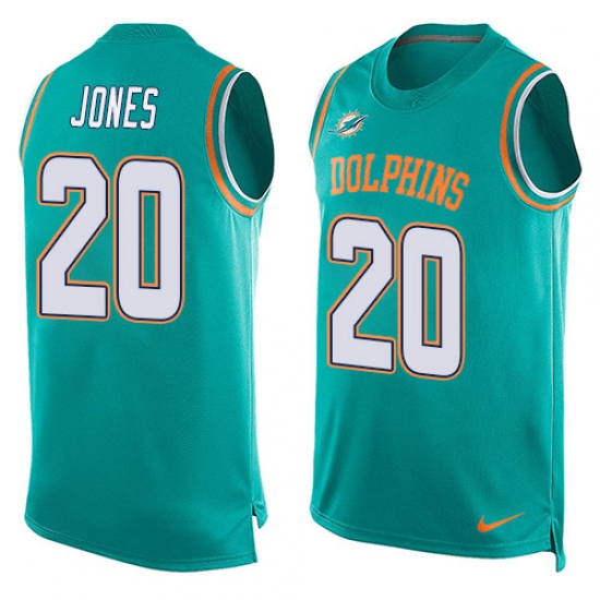Men's Nike Miami Dolphins #20 Reshad Jones Limited Aqua Green Player Name & Number Tank Top NFL Jersey - Ujersey