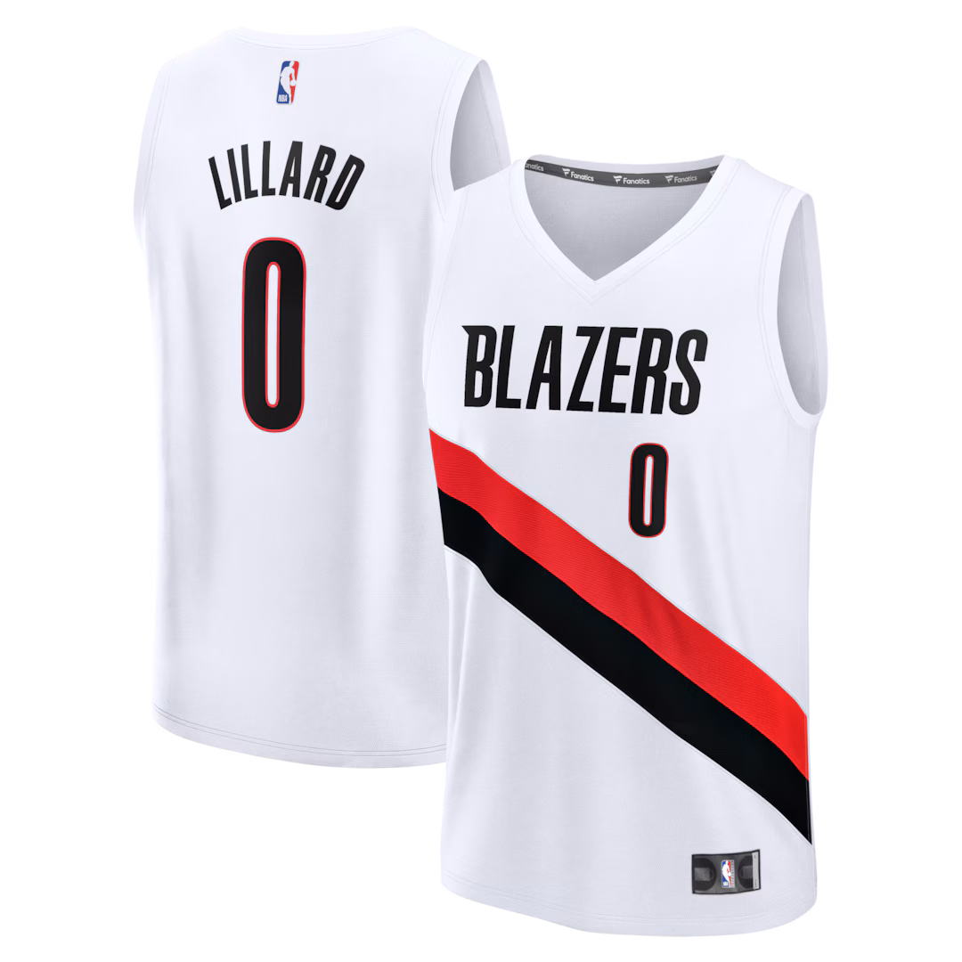Men's Portland Trail Blazers Damian Lillard Fanatics White Fast Break Replica Player Jersey - Association Edition
