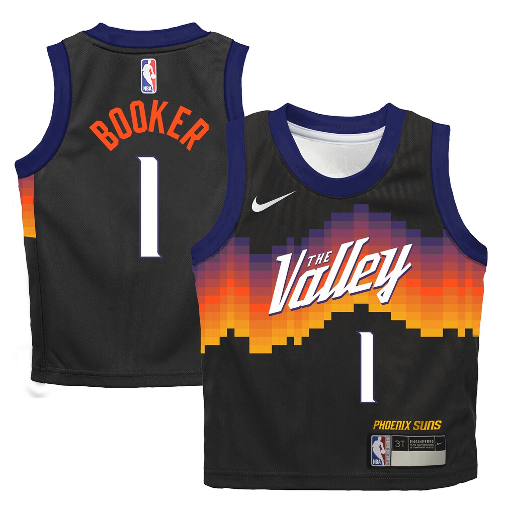 Preschool Phoenix Suns Devin Booker Nike Black 2025/26 City Edition Swingman Jersey - ujerseystore