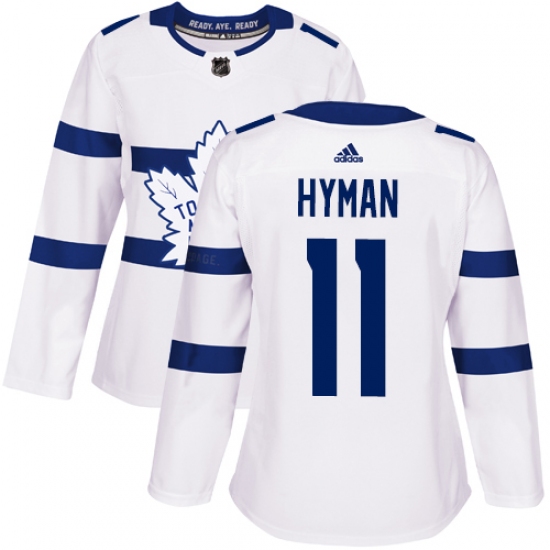 Women's Adidas Toronto Maple Leafs #11 Zach Hyman Authentic White 2018 Stadium Series NHL Jersey - Ujersey