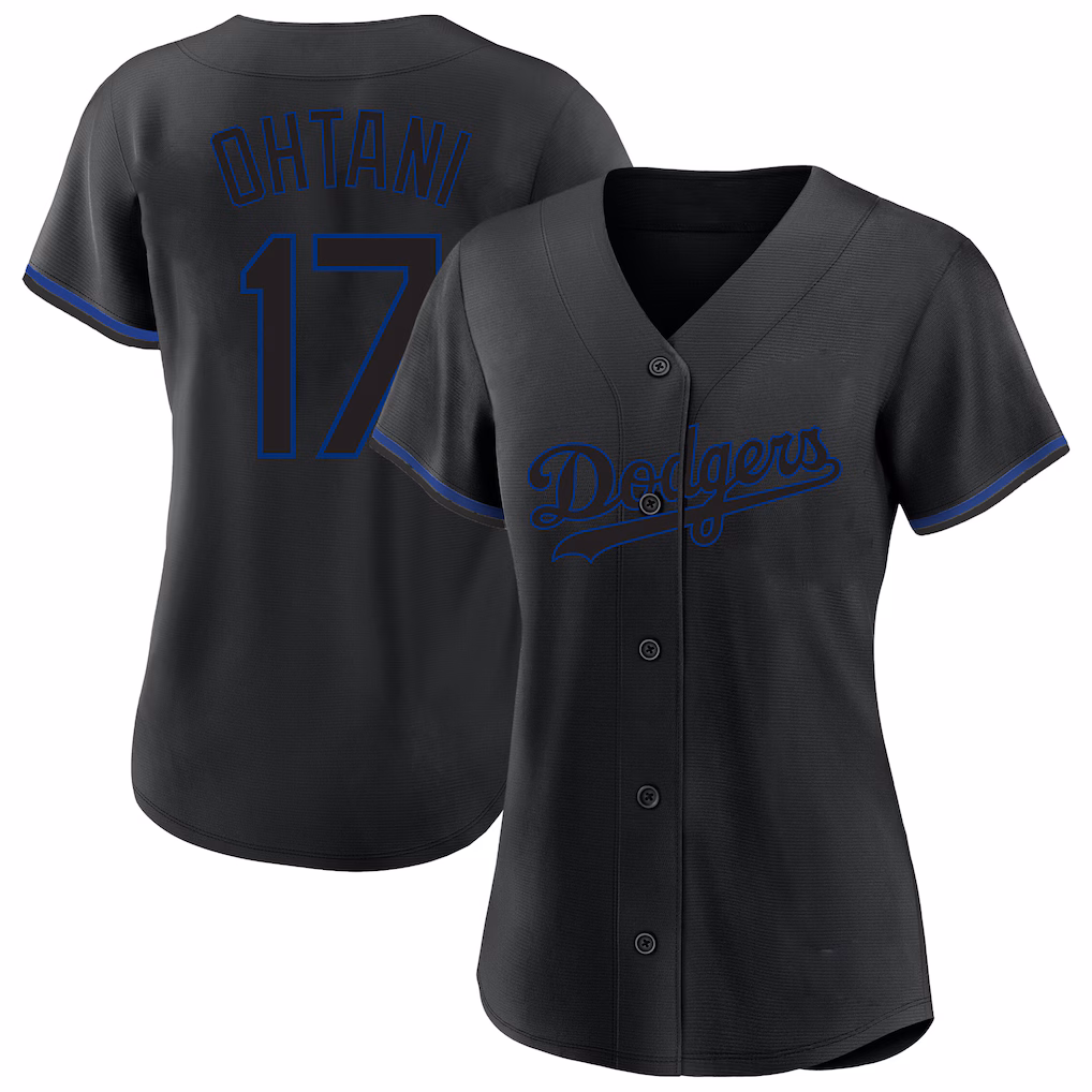 Women's Los Angeles Dodgers Shohei Ohtani Profile Black Plus Size Player Name & Number Fashion Jersey - ujerseystore