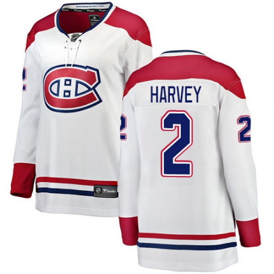 Women's Montreal Canadiens #2 Doug Harvey Authentic White Away Fanatics Branded Breakaway NHL Jersey - Ujersey