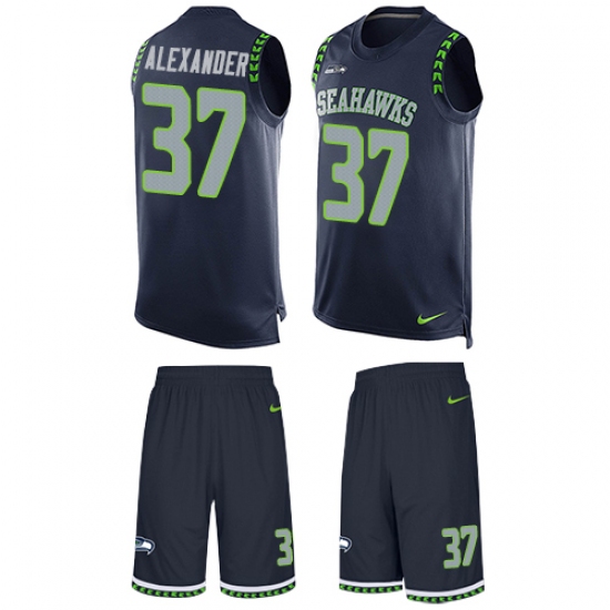 Men's Nike Seattle Seahawks #37 Shaun Alexander Limited Steel Blue Tank Top Suit NFL Jersey - Ujersey