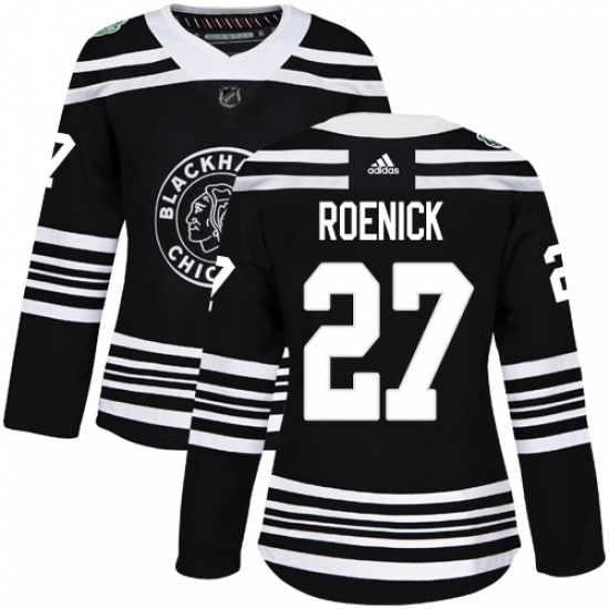 Women's Adidas Chicago Blackhawks #27 Jeremy Roenick Authentic Black 2019 Winter Classic NHL Jersey - Ujersey