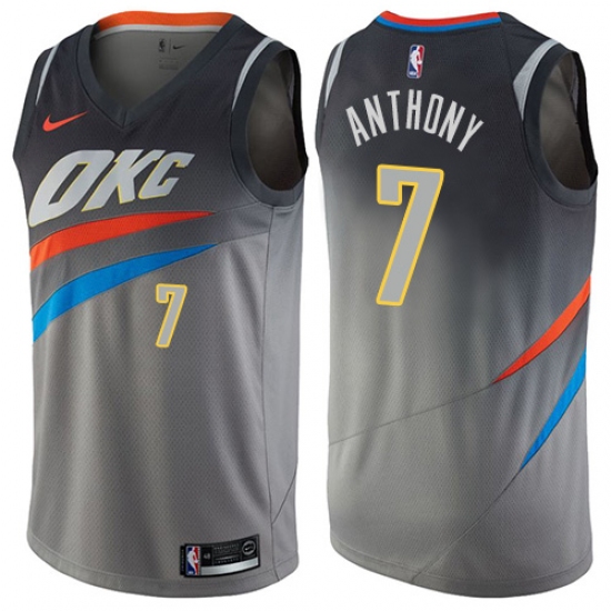 Youth Nike Oklahoma City Thunder #7 Carmelo Anthony Swingman Gray NBA Jersey - City Edition - Ujersey