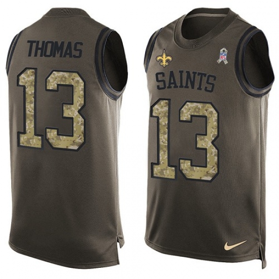 Men's Nike New Orleans Saints #13 Michael Thomas Limited Green Salute to Service Tank Top NFL Jersey - Ujersey