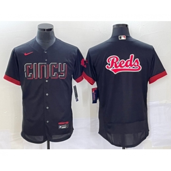 Men's Cincinnati Reds Blank Black 2023 City Connect Flex Base Stitched Jersey - Ujersey