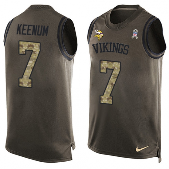 Men's Nike Minnesota Vikings #7 Case Keenum Limited Green Salute to Service Tank Top NFL Jersey - Ujersey