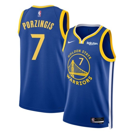 Men's Golden State Warriors #7 Kristaps Porzingis Blue 2026 Icon Edition Stitched Basketball Jersey - Ujersey