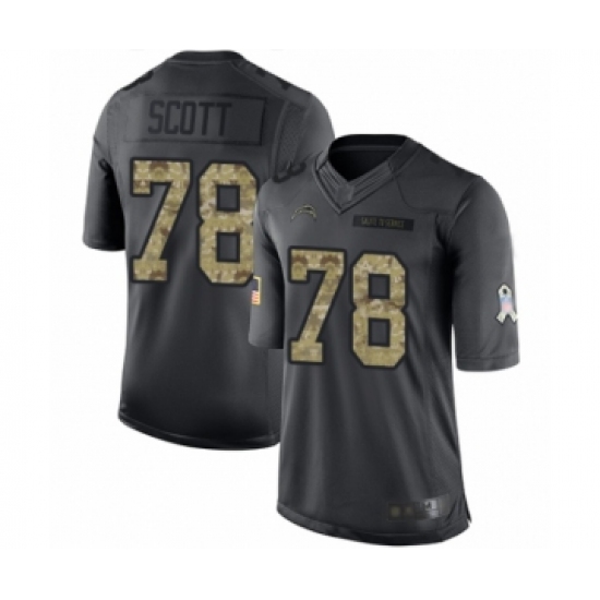 Men's Los Angeles Chargers #78 Trent Scott Limited Black 2016 Salute to Service Football Jersey - Ujersey