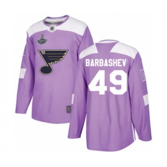 Men's St. Louis Blues #49 Ivan Barbashev Authentic Purple Fights Cancer Practice 2019 Stanley Cup Champions Hockey Jersey - Ujersey