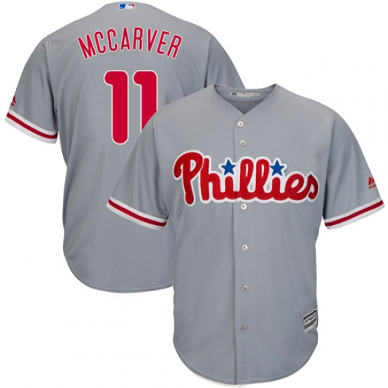 Men's Majestic Philadelphia Phillies #11 Tim McCarver Replica Grey Road Cool Base MLB Jersey - Ujersey