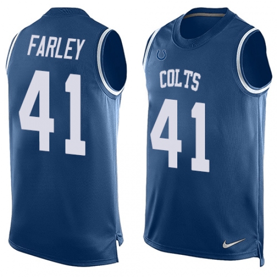 Men's Nike Indianapolis Colts #41 Matthias Farley Limited Royal Blue Player Name & Number Tank Top NFL Jersey - Ujersey