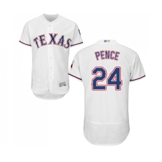 Men's Texas Rangers #24 Hunter Pence White Home Flex Base Authentic Collection Baseball Jersey - Ujersey