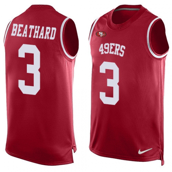 Men's Nike San Francisco 49ers #3 C. J. Beathard Limited Red Player Name & Number Tank Top NFL Jersey - Ujersey