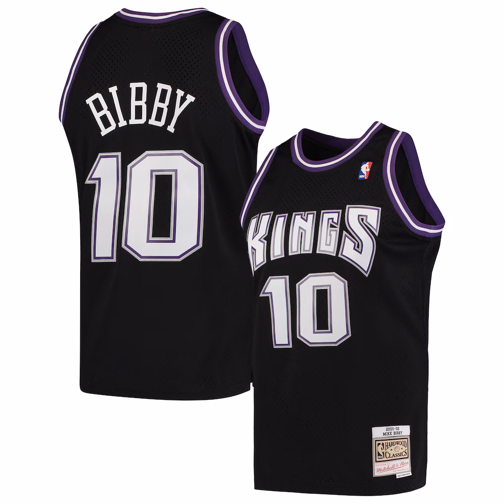 Men's Sacramento Kings Mike Bibby Mitchell & Ness Black Hardwood Classics Swingman Jersey