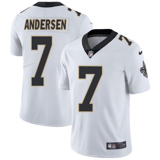 Men's Nike New Orleans Saints #7 Morten Andersen White Vapor Untouchable Limited Player NFL Jersey - Ujersey