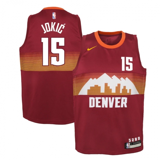 Youth Denver Nuggets #15 Nikola Jokic Nike Red 2020-21 Swingman Jersey - Ujersey