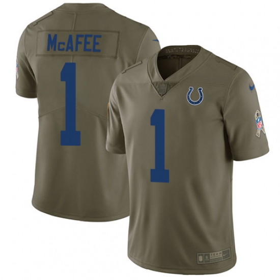 Youth Nike Indianapolis Colts #1 Pat McAfee Limited Olive 2017 Salute to Service NFL Jersey - Ujersey
