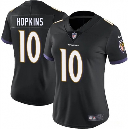 Women's Baltimore Ravens #10 DeAndre Hopkins Black 2025 Vapor Football Jersey(Run Small) - Ujersey