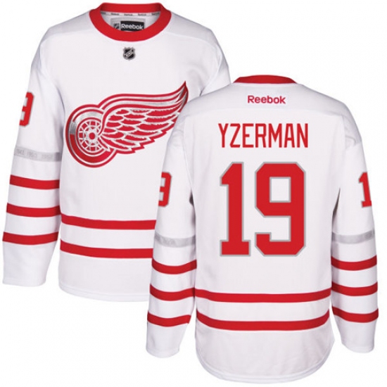 Men's Reebok Detroit Red Wings #19 Steve Yzerman Premier White 2017 Centennial Classic NHL Jersey - Ujersey