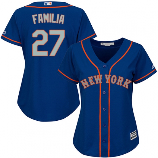 Women's Majestic New York Mets #27 Jeurys Familia Replica Royal Blue Alternate Road Cool Base MLB Jersey - Ujersey