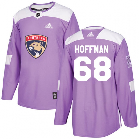 Men's Adidas Florida Panthers #68 Mike Hoffman Authentic Purple Fights Cancer Practice NHL Jersey - Ujersey