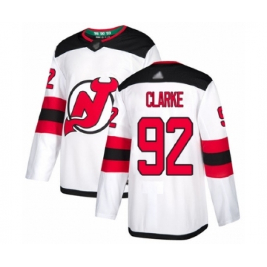 Men's New Jersey Devils #92 Graeme Clarke Authentic White Away Hockey Jersey - Ujersey