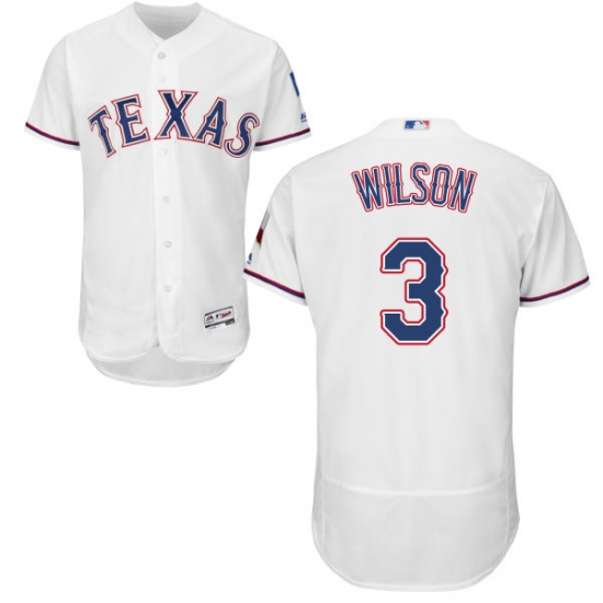 Men's Majestic Texas Rangers #3 Russell Wilson White Home Flex Base Authentic Collection MLB Jersey - Ujersey