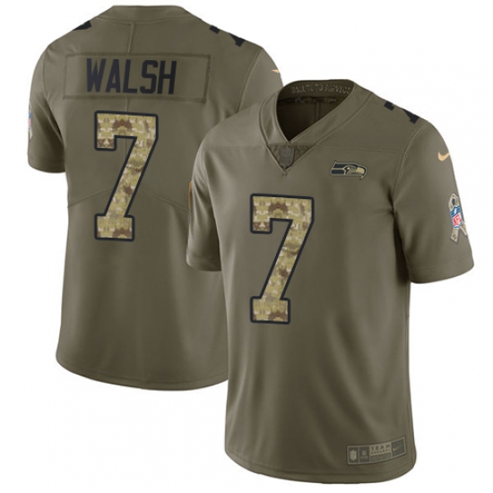 Men's Nike Seattle Seahawks #7 Blair Walsh Limited Olive/Camo 2017 Salute to Service NFL Jersey - Ujersey